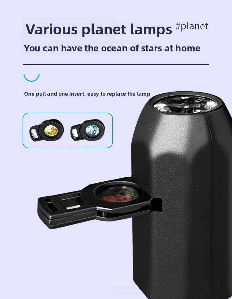 Rotating Rechargeable Moon Star Projector Lamp, Blue Planet LED Night Light, Romantic Bedroom Decor Gift for Kids and Lovers