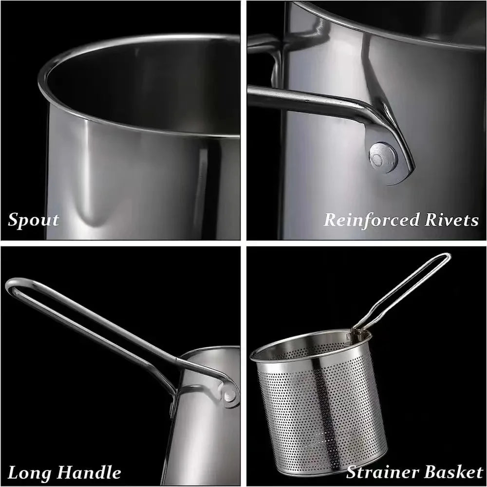 Stainless Steel Deep Fryer With Frying Basket Multifunctional Small Pot Kitchen Specific Frying Chicken And Other Cooking Tools