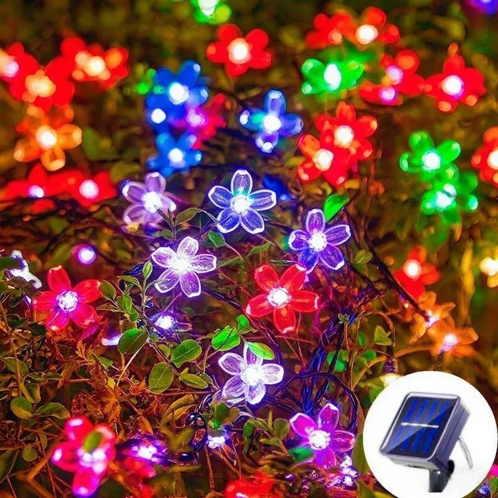 Solar Cherry Garden Flower LightsBattery-operated Garland Solar Outdoor Waterproof Lawn Pathway Christmas Decoration 2025