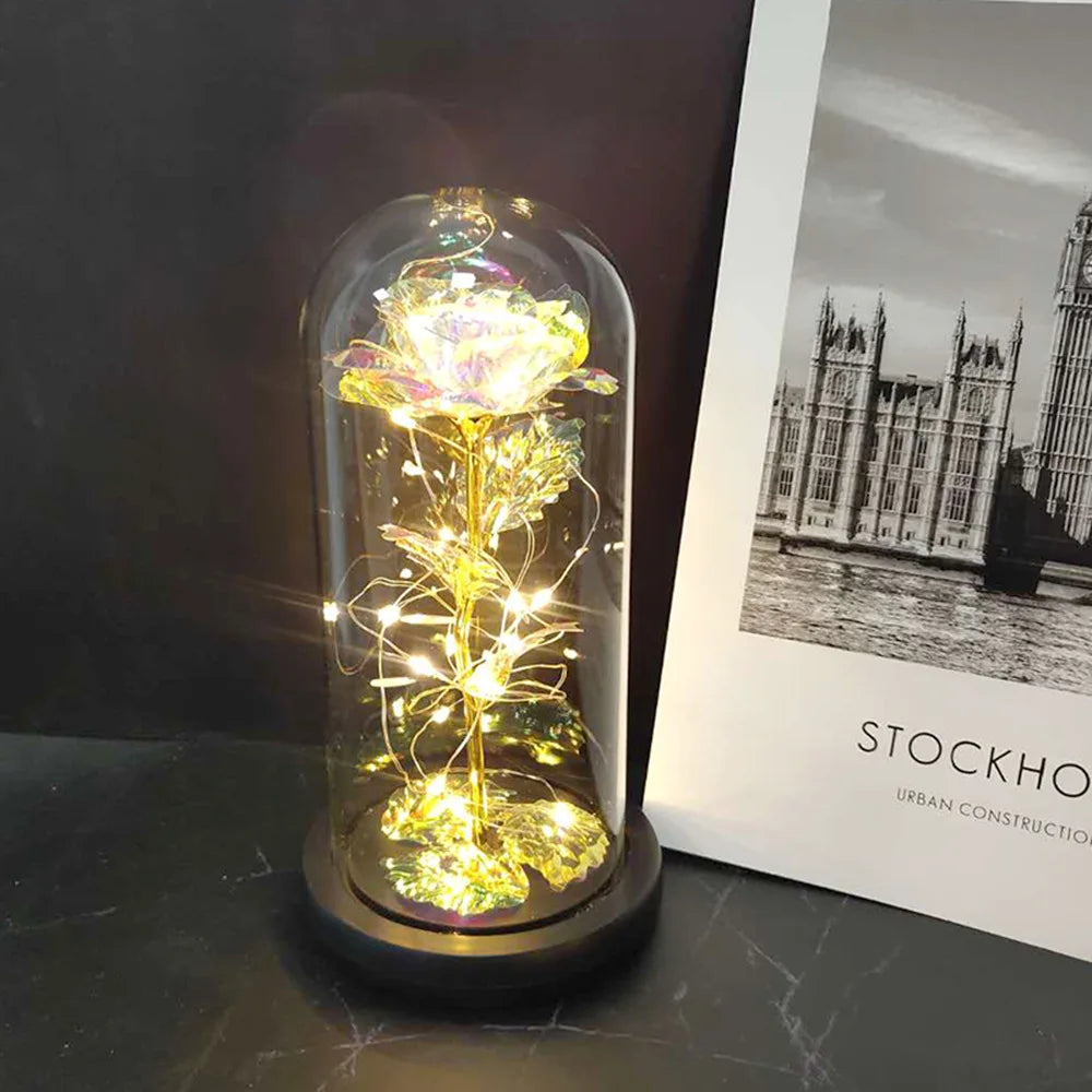 Valentine's Day Gift for Girlfriend Eternal Rose LED Light Flower Luminous Decoration Wedding Decor Creative Mother's Gifts
