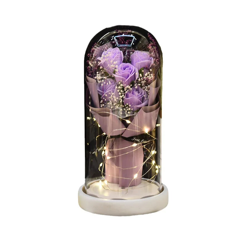 Valentine's Day Gift for Girlfriend Eternal Rose LED Light Flower Luminous Decoration Wedding Decor Creative Mother's Gifts