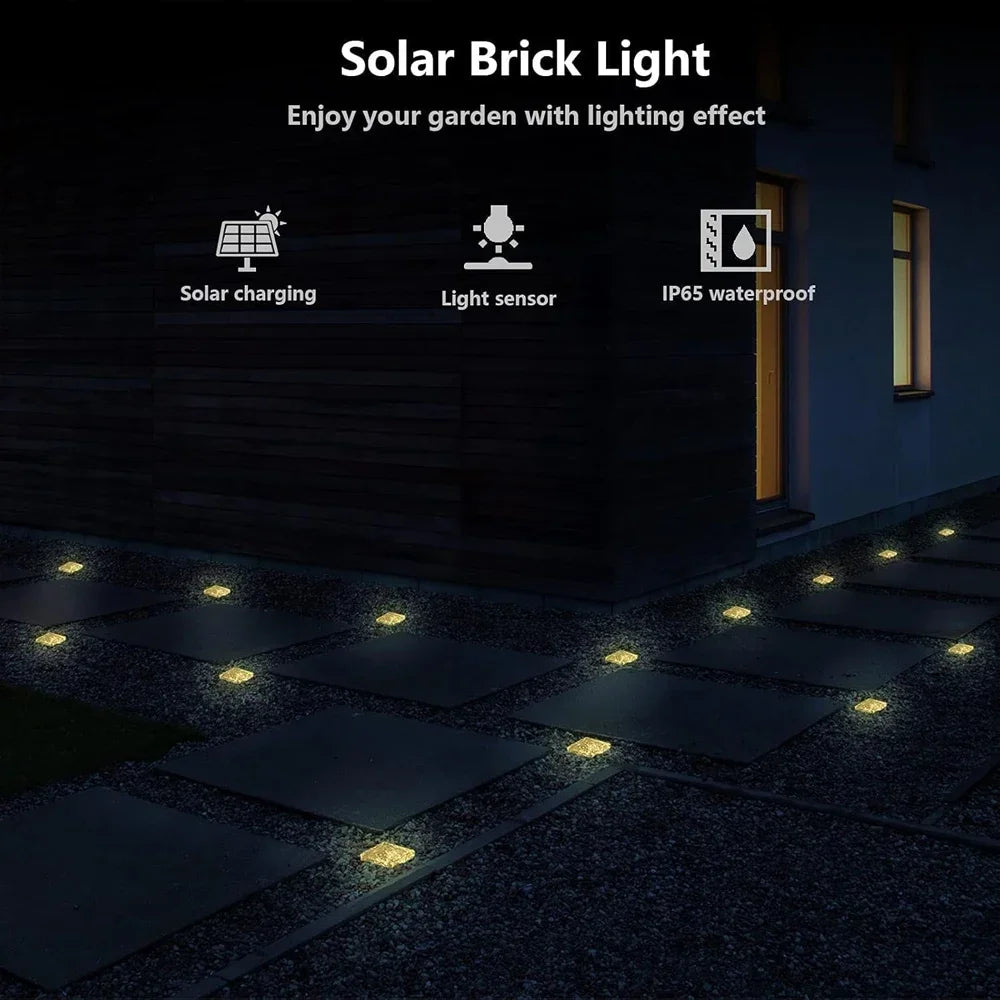 Solar Brick Lights Landscape Path Light Garden Decoration Yard Road Lighting Recessed Paver for Garden, Pathway, Patio, Walkway