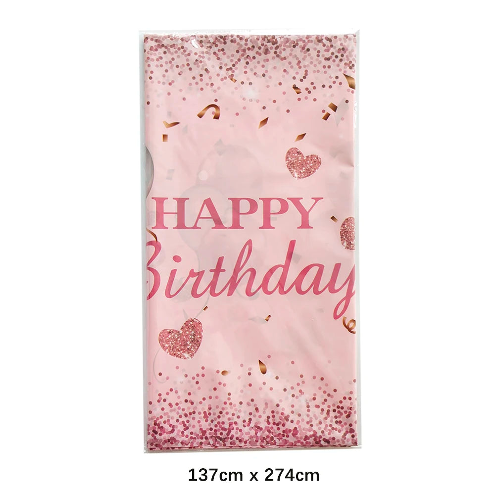 Rectangular Disposable Birthday Tablecloth Plastic Waterproof Tablecloth for Dinning Table 1st Birthday Decoration Baby Shower
