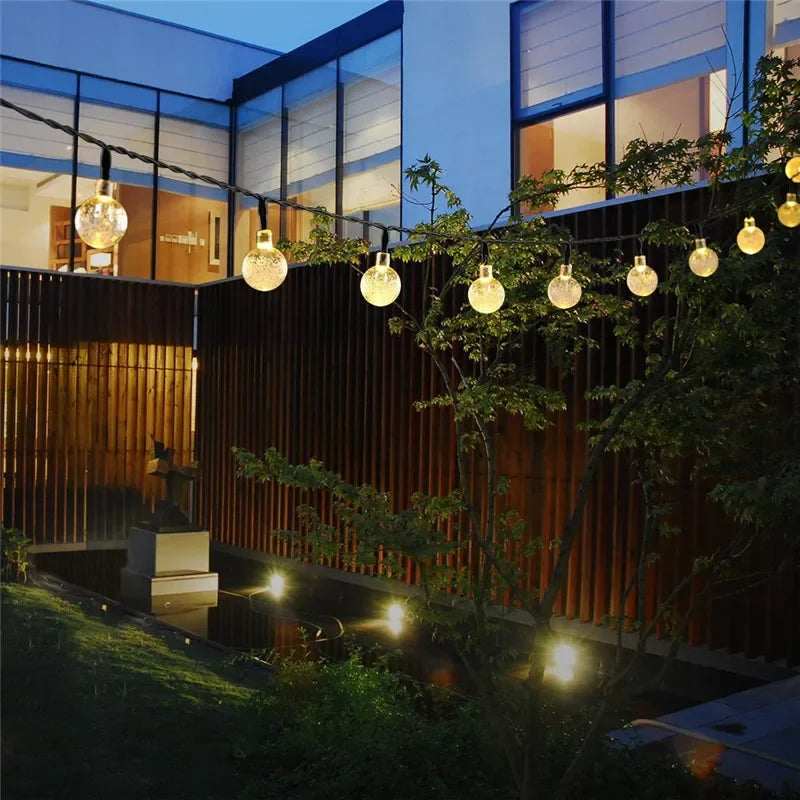 2024 New Solar Crystal Globe LED String Lights LED Solar Outdoor Light IP65 Fairy Light Christmas Garland for Garden Party Decor