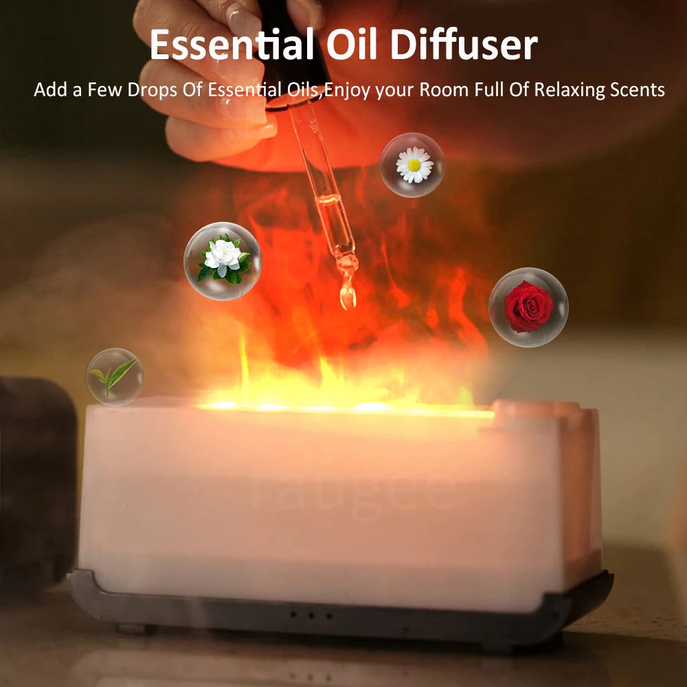 Aroma Diffuser Mini 7 Colorful Flame Air Humidifier Add Essential Oil Aromatherapy with Timing Setting for Home Bedroom Office